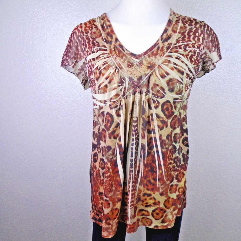 Unity World Wear Empire Floral Lace Top Sz XL